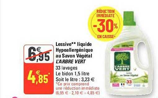 lessive liquide hypoallergénique au savon végétal l'arbre vert