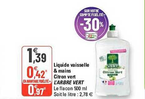 liquide vaisselle & mains citron vert l'arbre vert