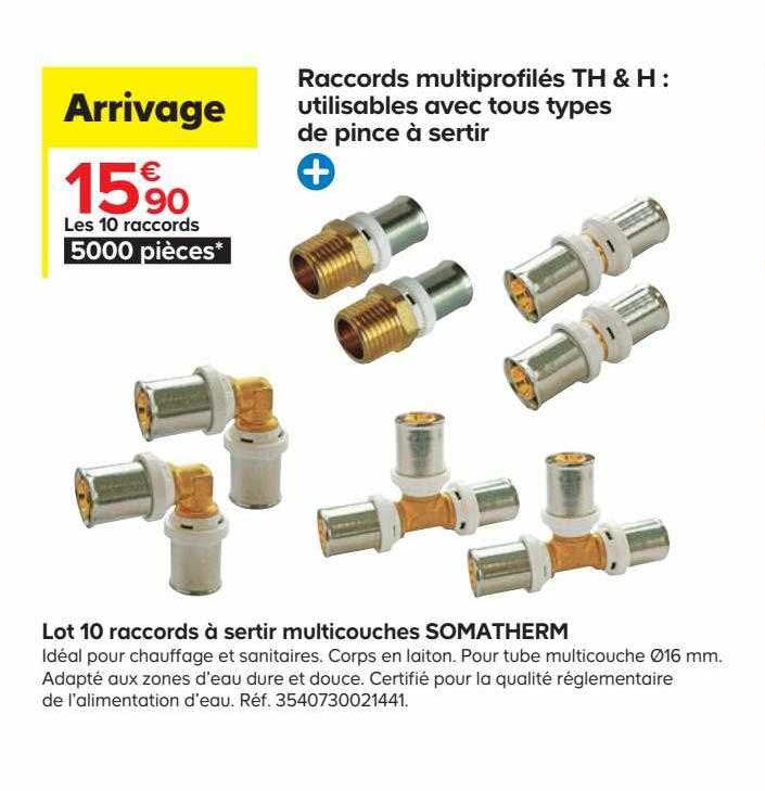lot 10 raccords à sertir multicouches somatherm