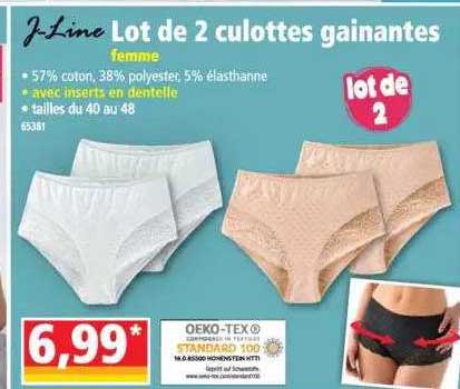 lot de 2 culottes gainantes femme j-Line