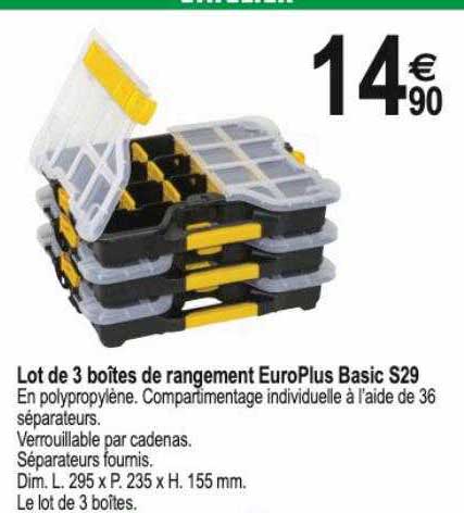 lot de 3 boîtes de rangement euroPlus basic s29