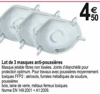 lot de 3 masques anti-poussières