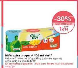 Maïs Extra Croquant "géant Vert"