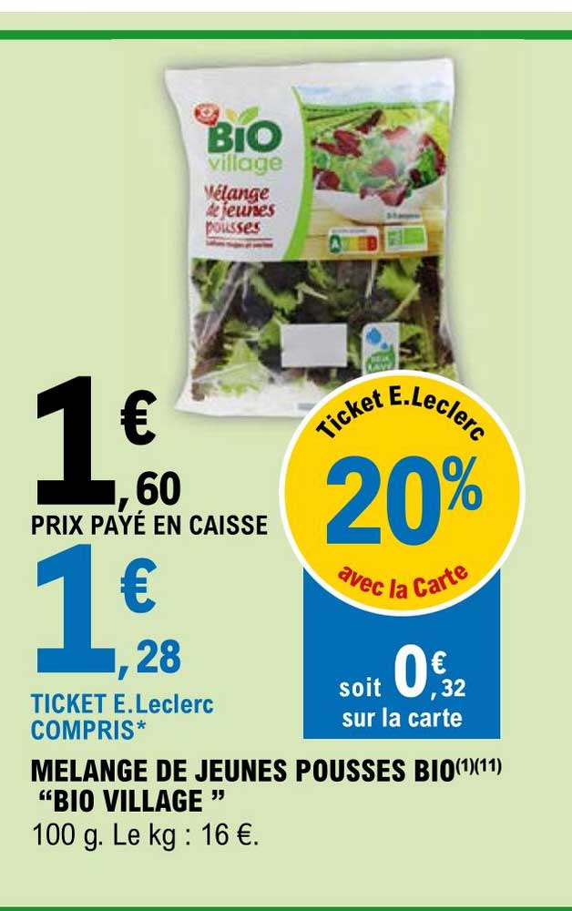 mélange de jeunes pousses bio "bio village"