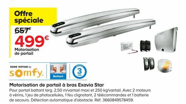 motorisation de portail à bras exavia star somfy