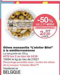 olives manzanilla "l'atelier blini" à la méditerranéenne