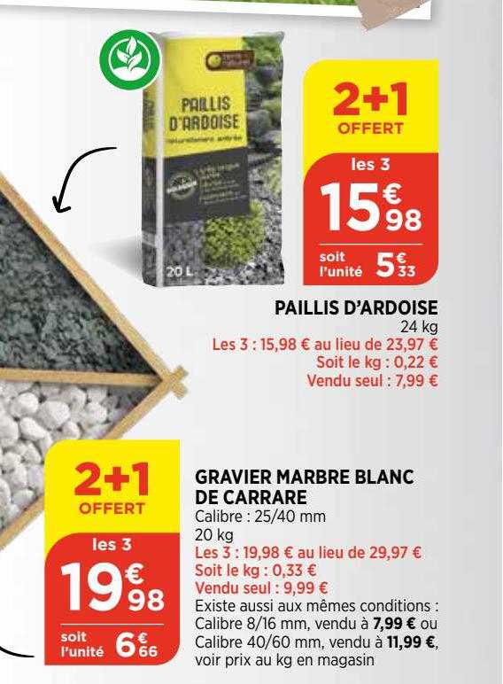 paillis d'ardoise, gravier marbre blanc de carrare