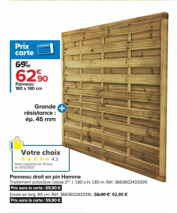 panneau droit en pin hamme