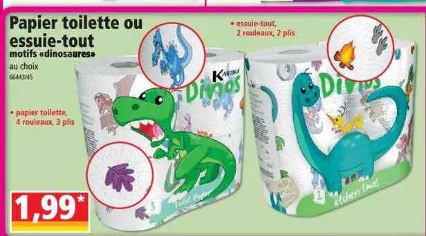 papier toilette ou essuie-tout motifs "dinosaures"