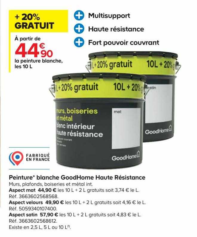 Peinture Blanche GoodHome Haute Résistance