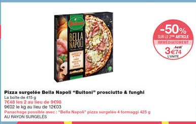 pizza surgelée bella napoli "buitoni" prosciutto & funghi