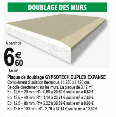plaque de doublage gypsotech duplex expanse