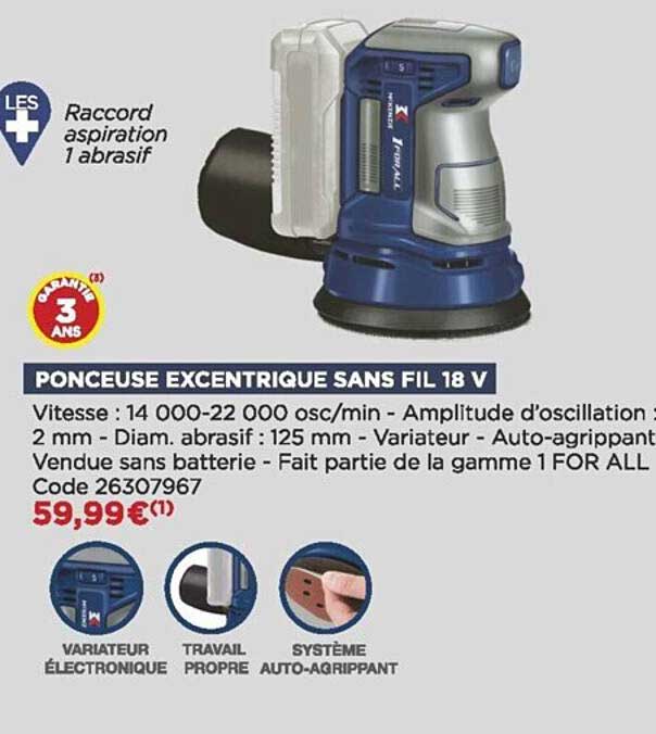 ponceuse excentrique sans fil 18 v