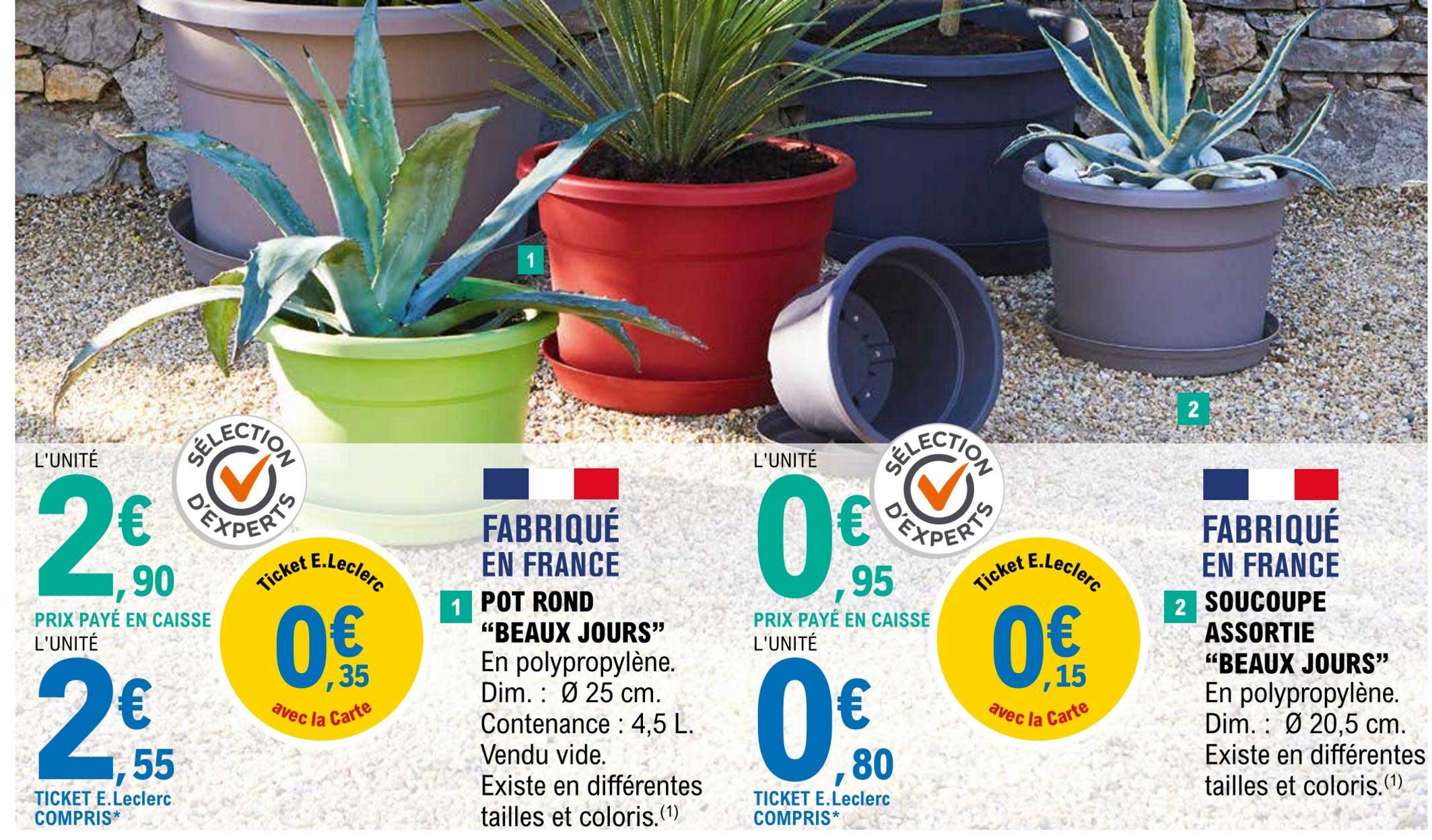 pot rond "beaux jours" , soucoupe assortie "beaux jours"