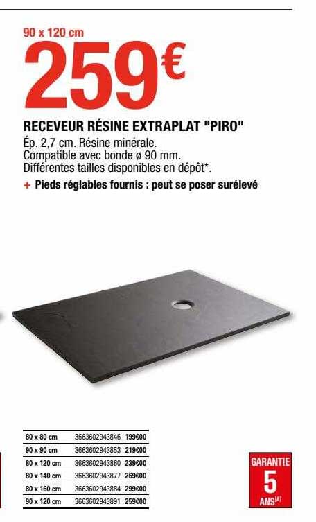 receveur résine extraplat "piro"