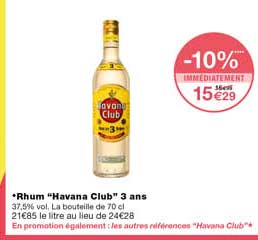 rhum "havana club" 3 ans