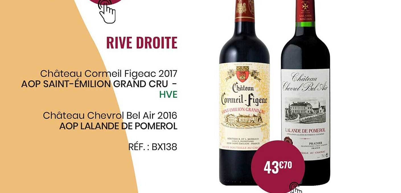 rive droite château cormeil figeac 2017 aop saint-émilion grand cru - hve, château chevrol bel air 2016 aop lalande de pomerol