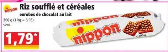 riz soufflé et céréales enrobés de chocolat au lait nippon