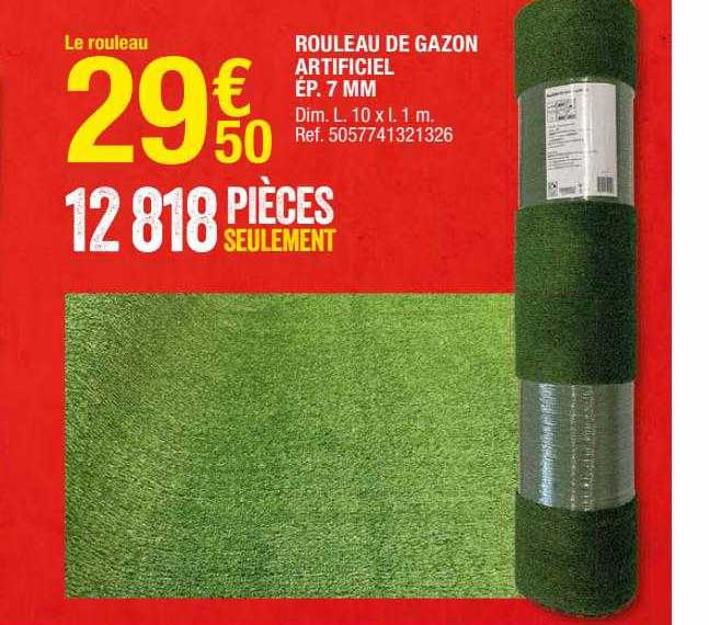 rouleau de gazon artificiel ép. 7 mm