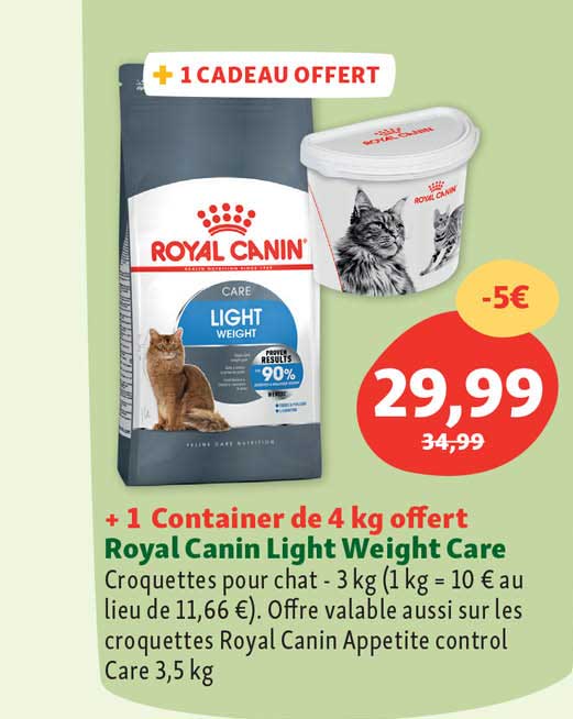 Royal Canin Light Weight Care + 1 Container De 4 Kg Offert