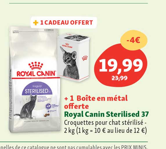 royal canin sterilised 37 + 1 boîte en métal offerte