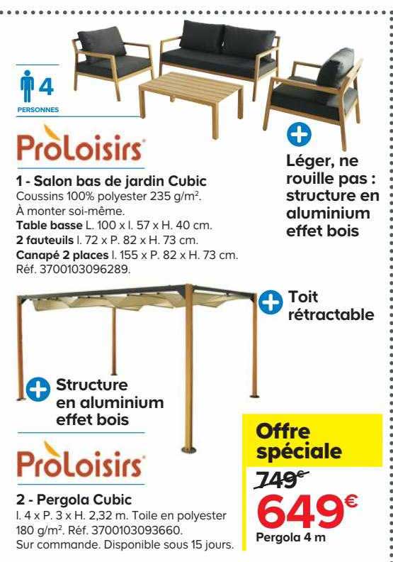 salon bas de jardin cubic proloisirs, pergola cubic proloisirs