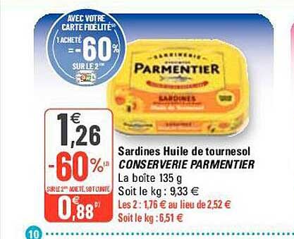 sardines huile de tournesol conserverie parmentier