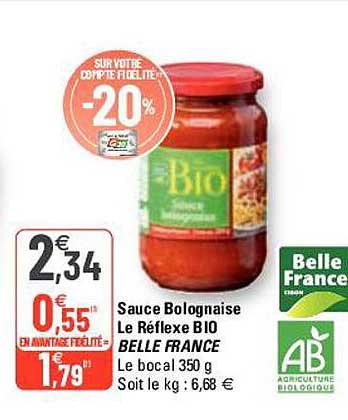 Sauce Bolognaise Le Réflex Bio Belle France