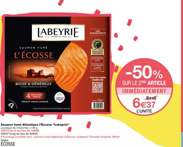 Saumon Fumé Atlantique L'écosse "labeyrie"