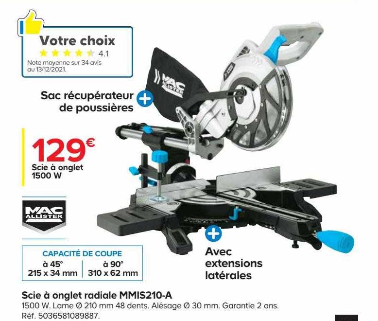 scie à onglet radiale mmis210-a mac allister