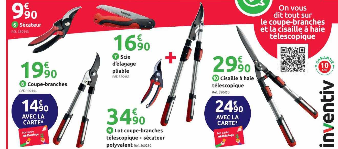 sécateur, coupe-branches, scie d'élagage pliable, lot coupe-branches télescopique + sécateur polyvalent, cisaille à haie télescopique