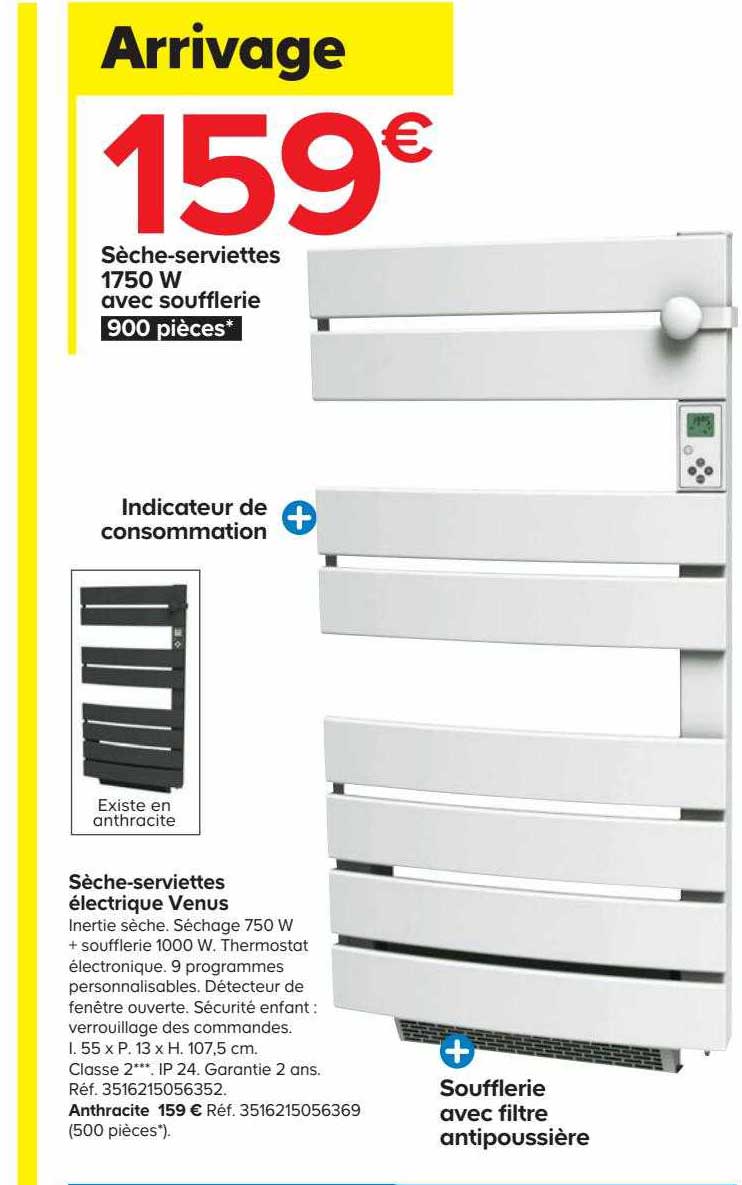 sèche-serviettes électrique venus