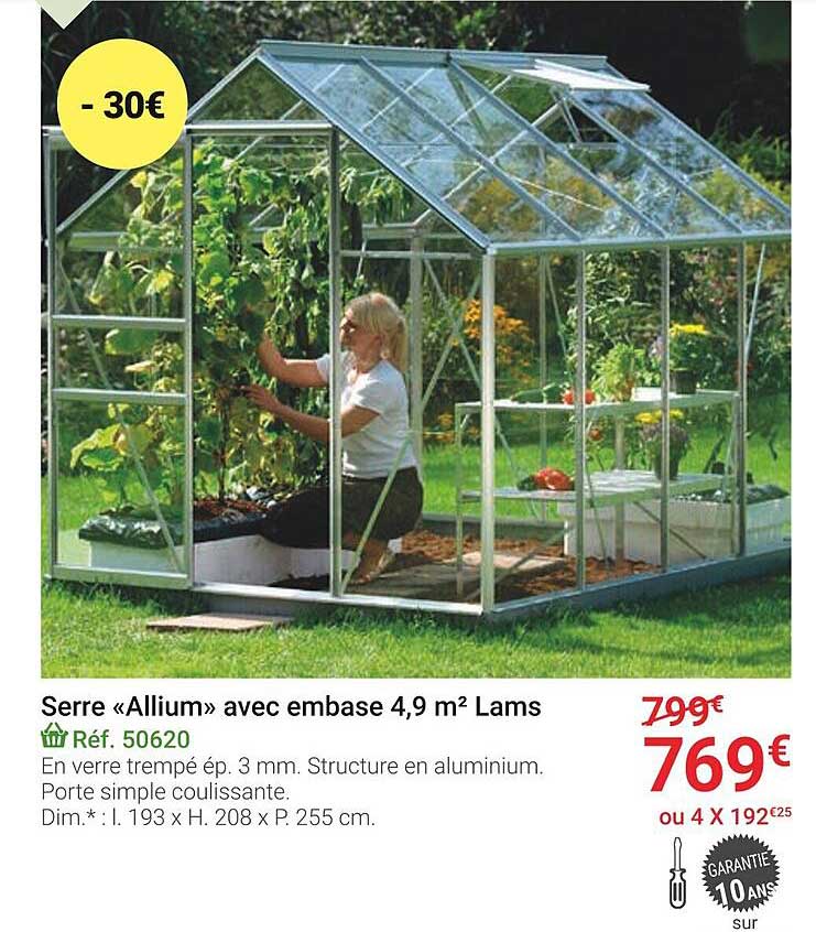 serre «allium» avec embase 4,9 m² lams
