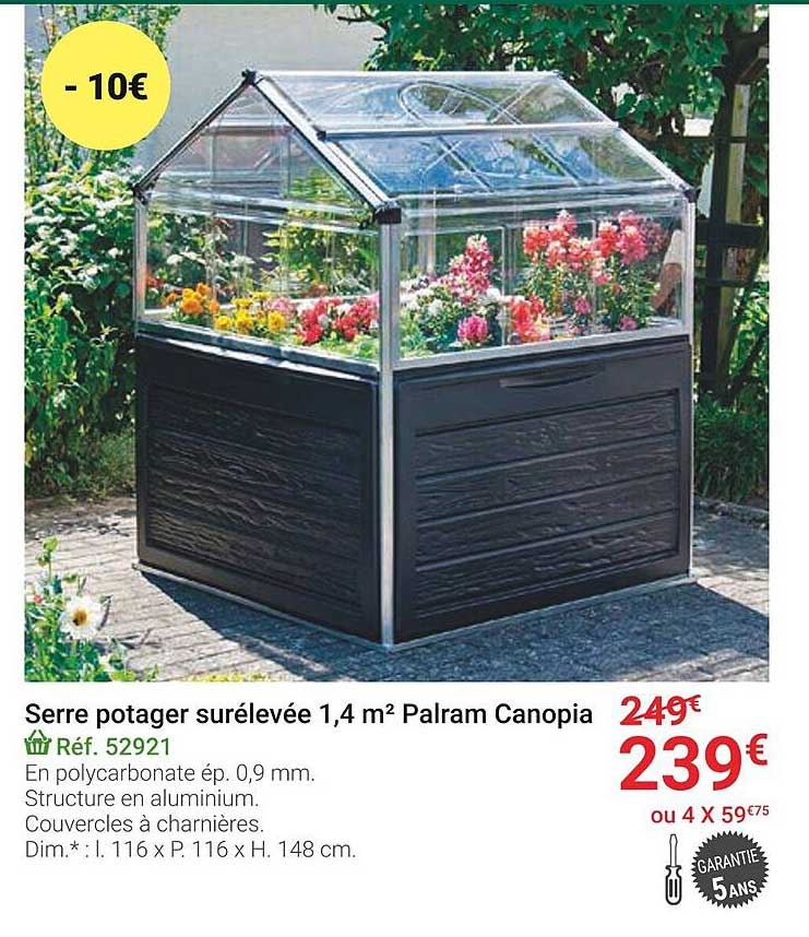 serre potager surélevée 1,4 m² palram canopia