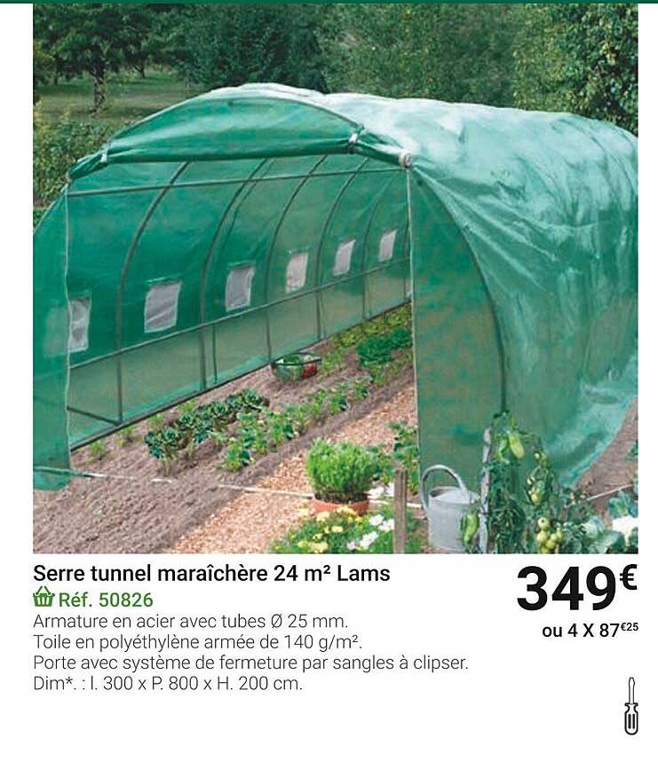 serre tunnel maraîchère 24 m² lams