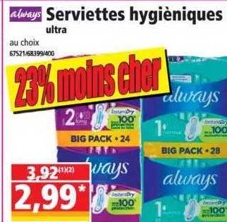 serviettes hygiéniques ultra always