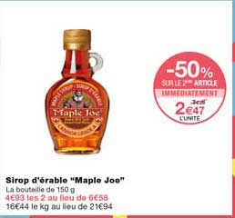 sirop d'érable "maple joe"