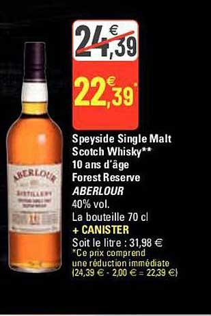speyside single malt scotch whisky 10 ans d'âge forest reserve aberlour