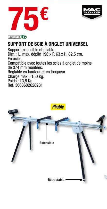 support de scie à onglet universel mac allister