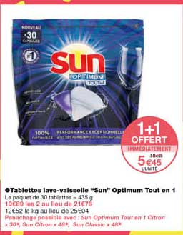 tablettes lave-vaisselle "sun" optimum tout en 1