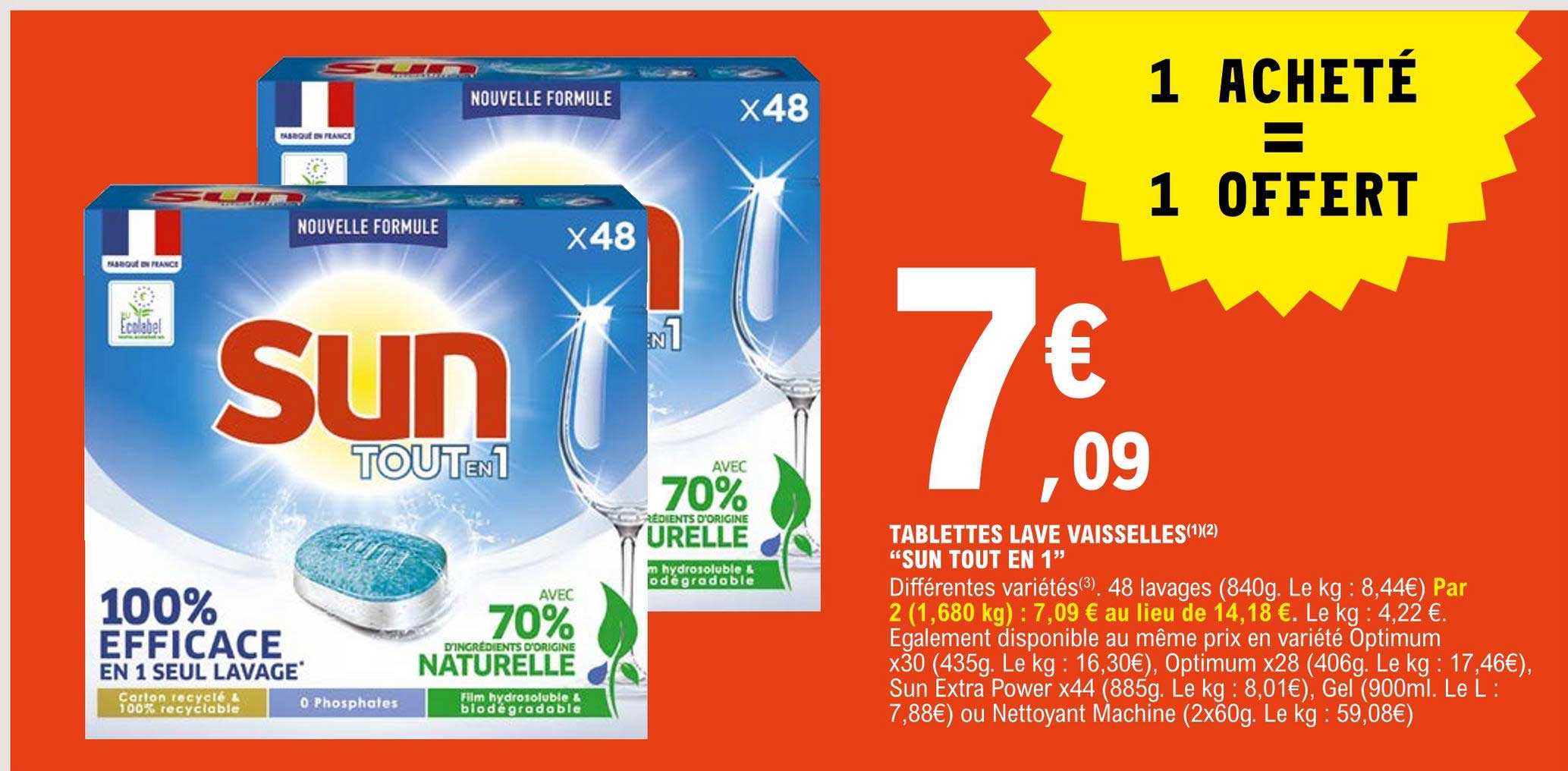 tablettes lave vaisselles "sun tout en 1"