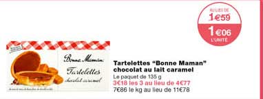 tartelettes "bonne maman" chocolat au lait caramel