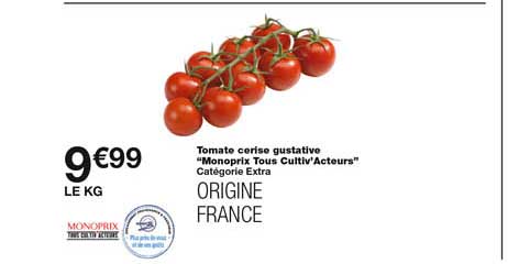tomate cerise gustative "monoprix tous cultiv'acteurs"