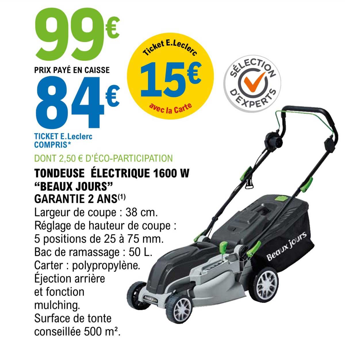 tondeuse électrique 1600 w "beaux jours"