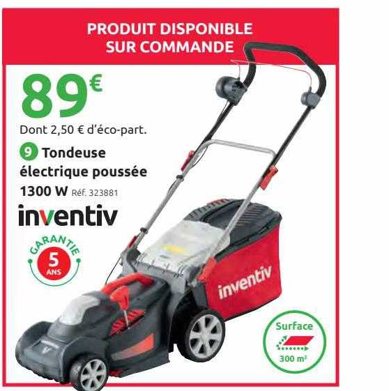 tondeuse électrique poussée 1300 w inventiv