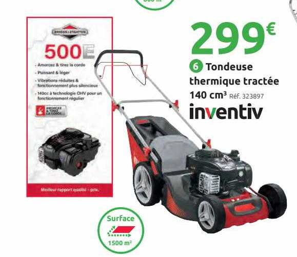tondeuse thermique tractée 140 cm3 inventiv