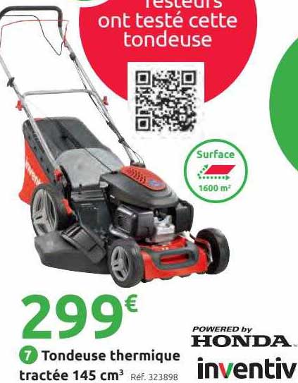 tondeuse thermique tractée 145 cm3 inventiv honda