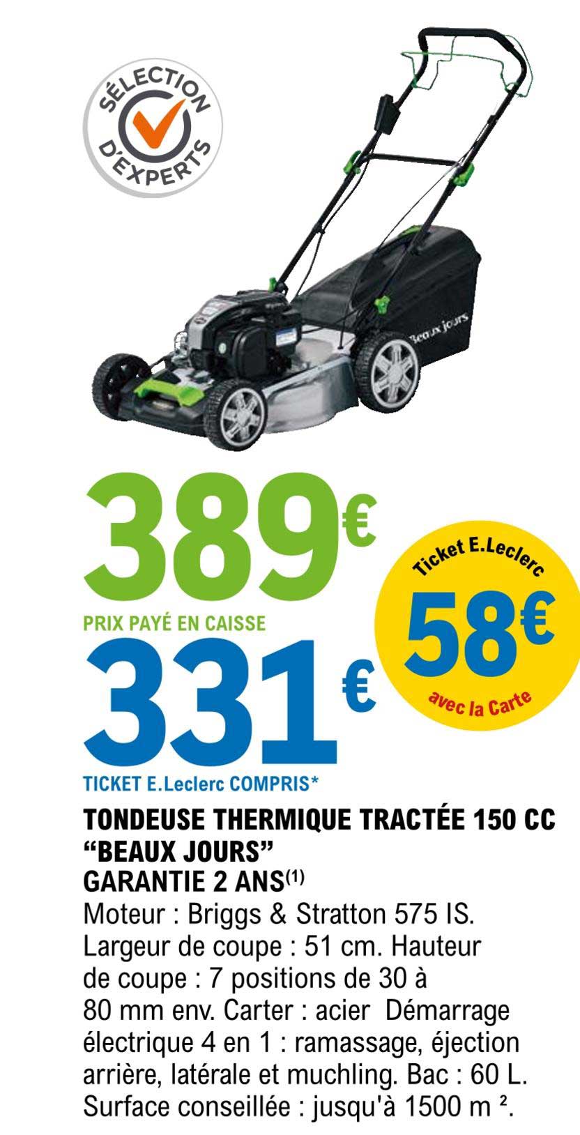 tondeuse thermique tractée 150 cc "beaux jours"