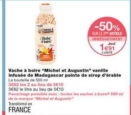 vache à boire "michel et augustin" vanille infusée de madagascar pointe de sirop d'érable
