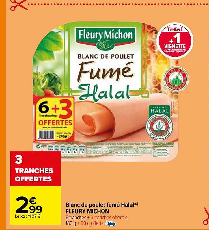 blanc de poulet fumé halal fleury michon